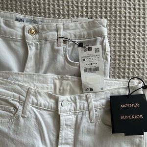 Two Pairs of White Jeans, Size 6/27 - New with Tags